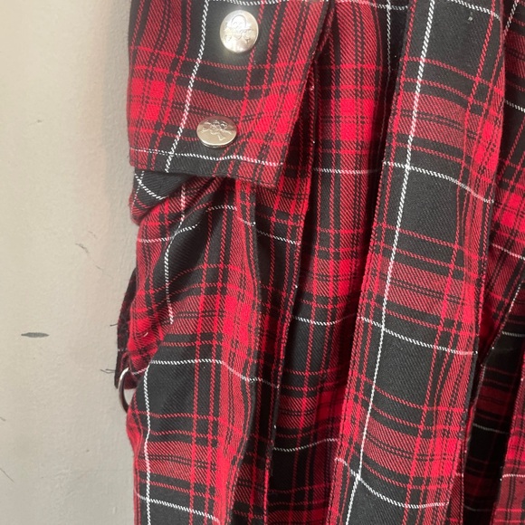 Vintage Tripp NYC Gothic Punk Ska Cargo Kilt Skirt Red Plaid Mens Size XL - Picture 3 of 7